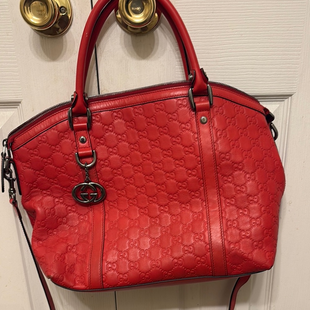 Gucci Red Tote with Signature Monogram